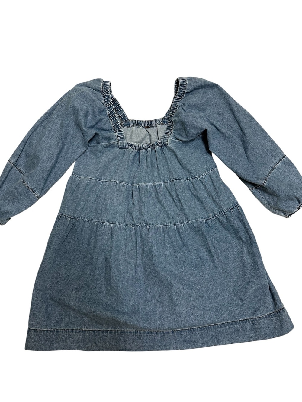 Free People Light Blue Denim Square-Neck Babydoll Dress - Picture 3 of 8